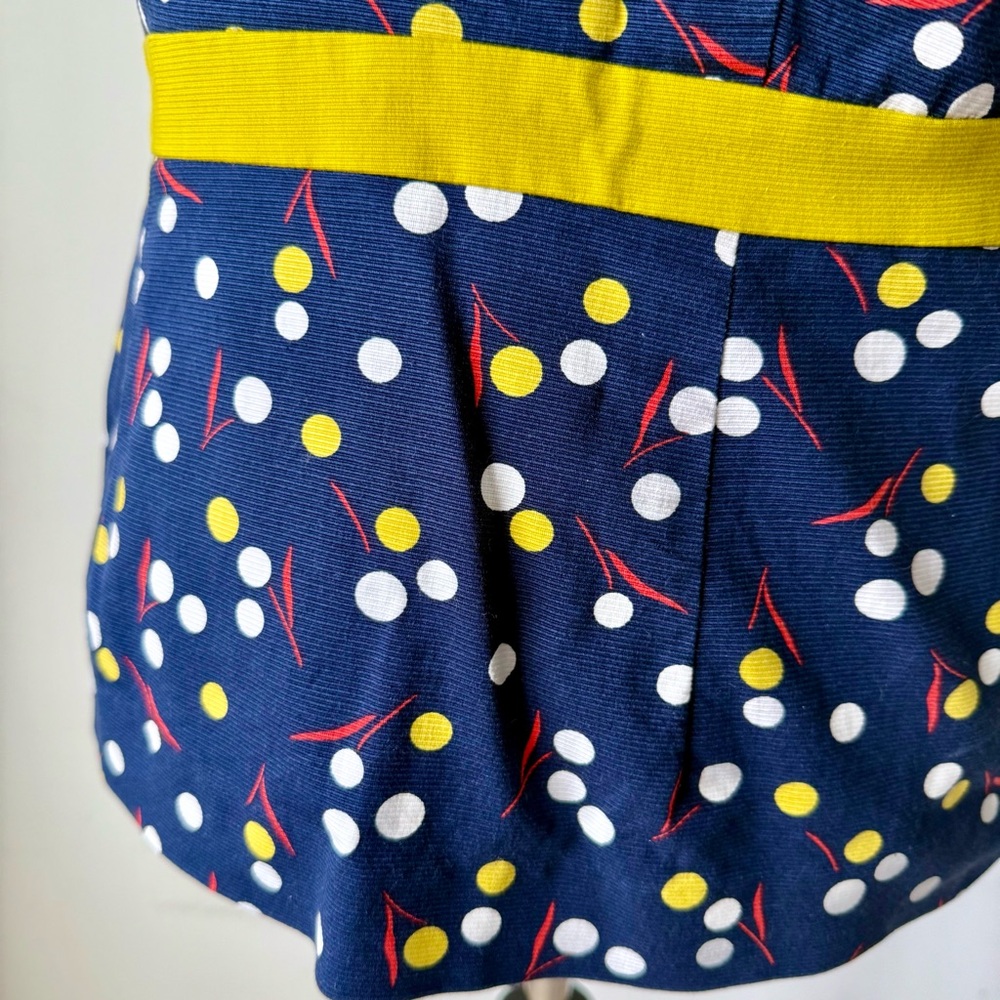 Boden Navy Sinead V-Neck Sleeveless Polka Dot Peplum Top—SZ. 8 - Picture 11 of 15